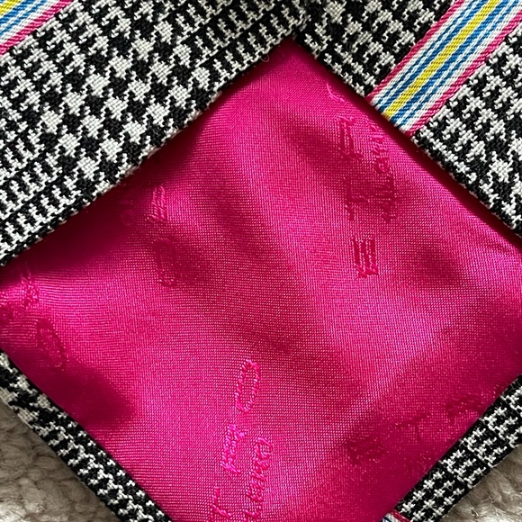 ETRO Tie in Blk/Wht Houndstooth Pink/Blue/Yellow - Picture 4 of 4